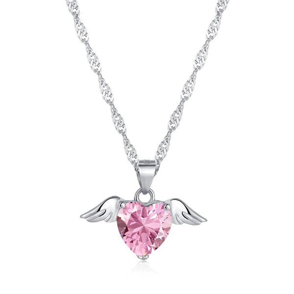 'LOVE MY ANGEL' STERLING SILVER NECKLACE | PINK