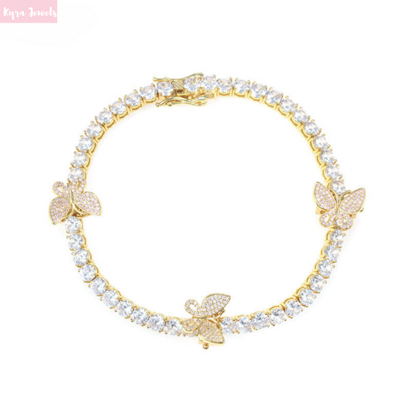 ICED BUTTERFLY ANKLET| GOLD