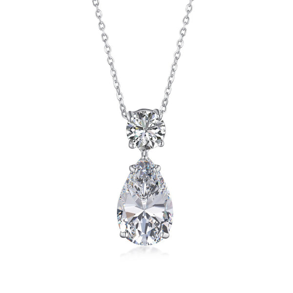 'CRYSTAL PEAR DROP' STERLING SILVER NECKLACE