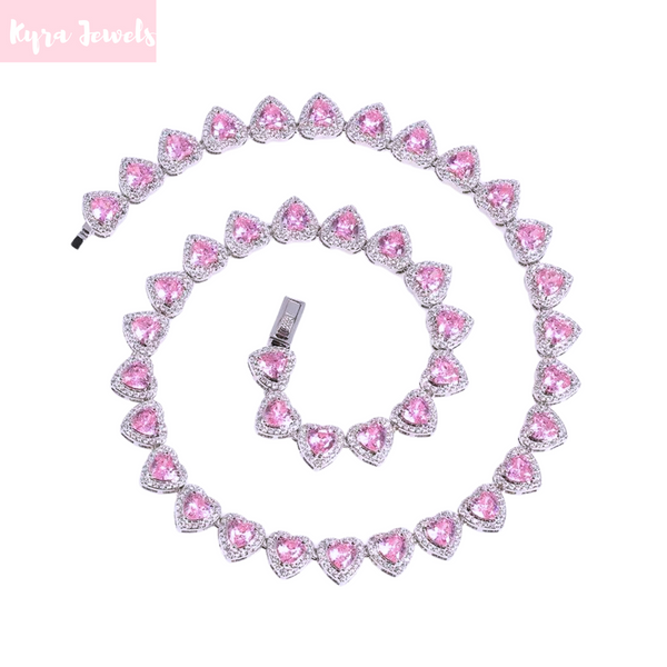 icy princess heart tennis necklace