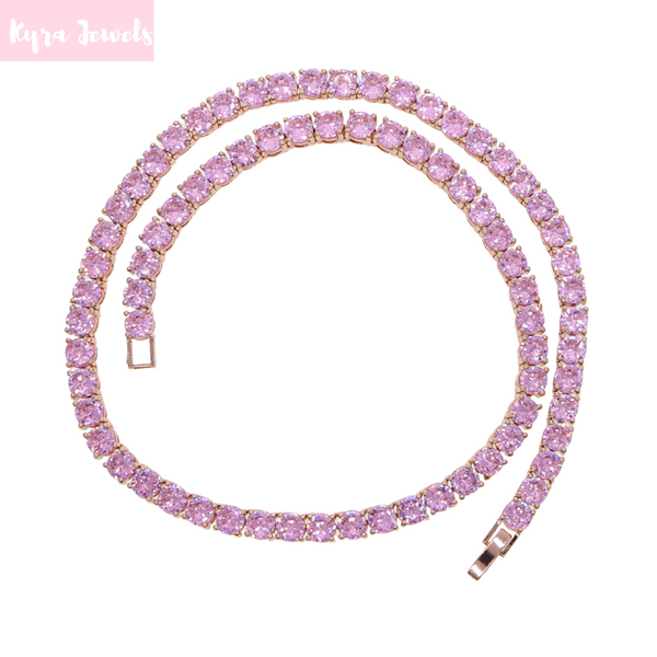 5MM PINK TENNIS NECKLACE