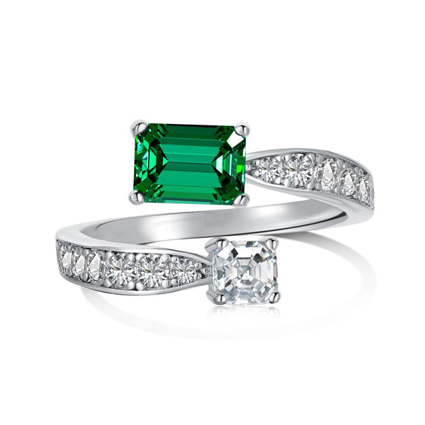 EMERALD SOLITAIRE STERLING SILVER RING